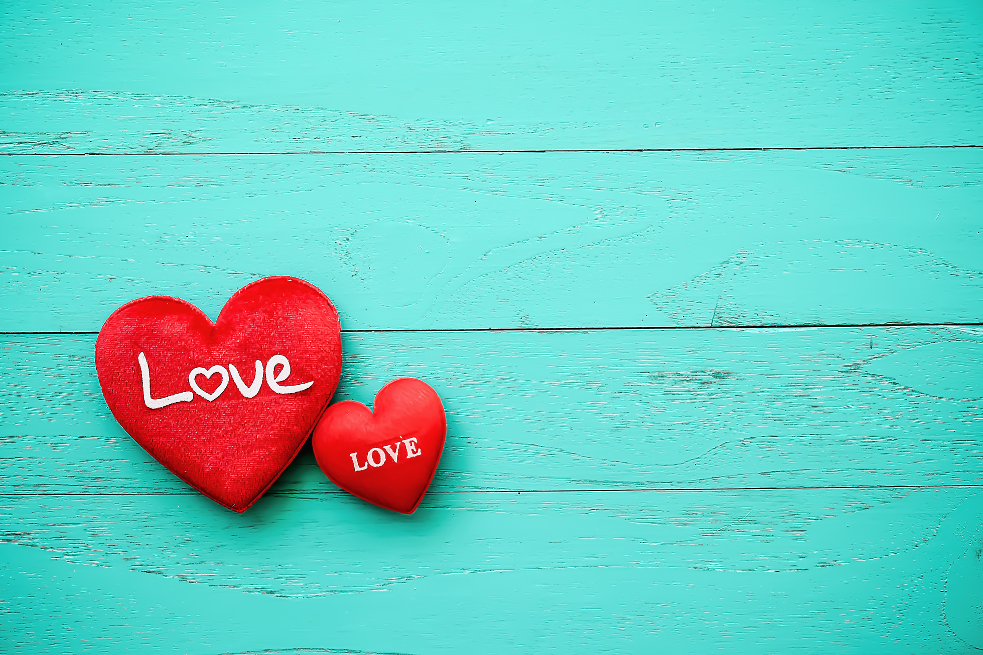 Love Hearts on Wooden Background Concept Valentine Day